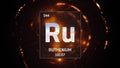Ruthenium as Element 44 of the Periodic Table 3D illustration on orange background Royalty Free Stock Photo
