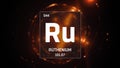 Ruthenium as Element 44 of the Periodic Table 3D illustration on orange background Royalty Free Stock Photo