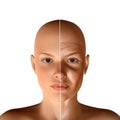 3d Illustration Of Same Young And Old Wrinkled Face
