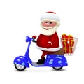 3D Illustration Santa on the Scooter with Gifts