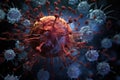 3D illustration of SARS-CoV-2 virus in colour background, Unveil the intricate world of viruses through AI-generated imagery, AI