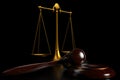 3d illustration scales and judges gavel close