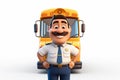 3D illustration of a school bus driver smiling with arms crossed Royalty Free Stock Photo