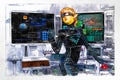 3D illustration of a science-fiction female