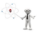 3d illustration scientist with atom