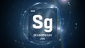 Seaborgium as Element 106 of the Periodic Table 3D illustration on blue background Royalty Free Stock Photo