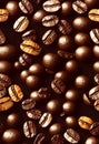 3d illustration seamless pattern of roasted coffee beans on black background Royalty Free Stock Photo