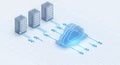 3D Illustration of Servers Syncing Data to Cloud Storage Royalty Free Stock Photo