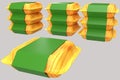 3D Illustration: Set of Eco Friendly Bamboo Food Boxes with a Green Label