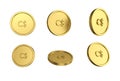 3d illustration Set of gold Nicaraguan cÃÂ³rdoba coin in different angels on white background