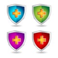 Shield badge icons set for healtcare