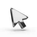 This is a 3d illustration of a shiny metallic computer mouse cursor pointer Royalty Free Stock Photo