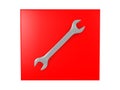 3D illustration of a shiny wrench over a red background Royalty Free Stock Photo