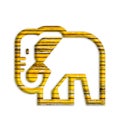 3D illustration shiny yellow iron rusty metal elephant animal icon
