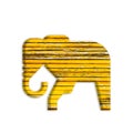 3D illustration shiny yellow iron rusty metal elephant animal icon