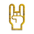 3D illustration shiny yellow iron rusty metal human hand icon
