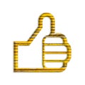3D illustration shiny yellow iron rusty metal human hand icon