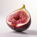 Vibrant Fig Half On White Background - Hyper-realistic Vray Tracing