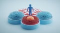 A 3D illustration shows antibodies attacking a virus cell inside the bloodstream Royalty Free Stock Photo