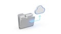 3D Rendering of a Gray Folder with Documents Uploading to a Cloud Icon cloud computing Royalty Free Stock Photo