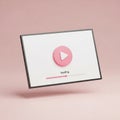 3d render of a tablet displaying a play button and loading bar on a pink background Royalty Free Stock Photo