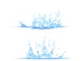 3D illustration of 2 side views of cool water splash - mockup isolated on white, creative illustration Royalty Free Stock Photo