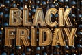 3d illustration of a sign for Black Friday. Black Friday sale design template. Illuminated banner