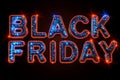 3d illustration of a sign for Black Friday. Black Friday sale design template. Illuminated banner