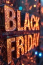 3d illustration of a sign for Black Friday. Black Friday sale design template. Illuminated banner