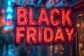 3d illustration of a sign for Black Friday. Black Friday sale design template. Illuminated banner