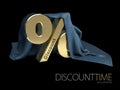 3d Illustration of Sign, percent symbol discount under the cloth, isolated black