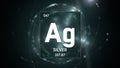 Silver as Element 47 of the Periodic Table 3D illustration on green background Royalty Free Stock Photo