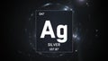 Silver as Element 47 of the Periodic Table 3D illustration on silver background Royalty Free Stock Photo