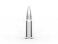 3D illustration silver chrome bullet cartridge