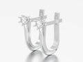 3D illustration silver diamond solitaire earrings with hinged lo