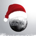 Christmas 3D disco ball with Santa hat Royalty Free Stock Photo