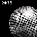 2018 background with silver disco ball and date