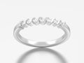 3D illustration silver engagement anniversary band diamond ring Royalty Free Stock Photo