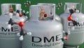 A 3d of silver gas cylinders labeled \