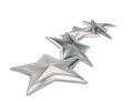 3d illustration of silver stars rating symbol