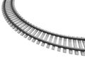 3D Illustration of a Single curved railroad track isolated Royalty Free Stock Photo