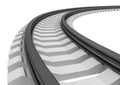 3D Illustration of a Single curved railroad track isolated Royalty Free Stock Photo