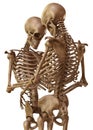 Skeletons of man and woman in the pose of lovers. Isolated on white background 3d illustration