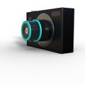 3D-illustration of small takeaway camera with compact design over white