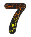 3D illustration Snake Orange-Yellow print Number 7, animal skin fur decorative clothes, Sexy Fabric colorful isolated in white bg.