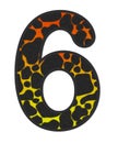 3D illustration Snake Orange-Yellow print Number 6, animal skin fur decorative clothes, Sexy Fabric colorful isolated in white bg.