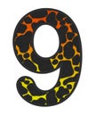 3D illustration Snake Orange-Yellow print Number 9, animal skin fur decorative clothes, Sexy Fabric colorful isolated in white bg.