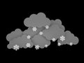 3d illustration of Snowflakes and Rainclouds on black background Royalty Free Stock Photo