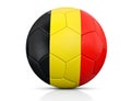 Soccer Ball, Classic soccer ball painted with the colors of the flag of Belgium and apparent leather texture in studio, 3D illustr Royalty Free Stock Photo