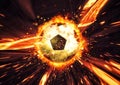 3d illustration of a soccer ball exploding and burning Royalty Free Stock Photo